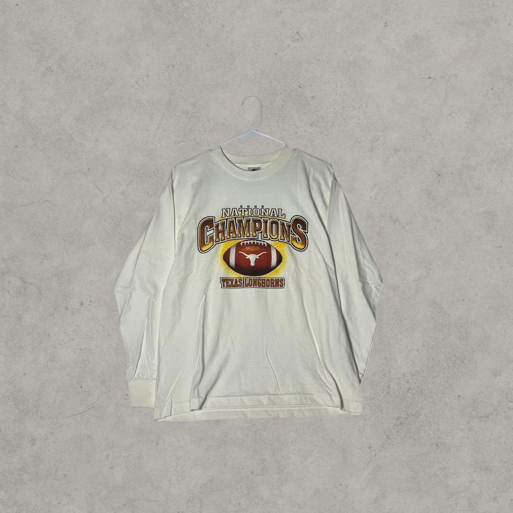 Texas Longhorns 2005 National Champions Long Sleeve Shirt Cream Mens Large